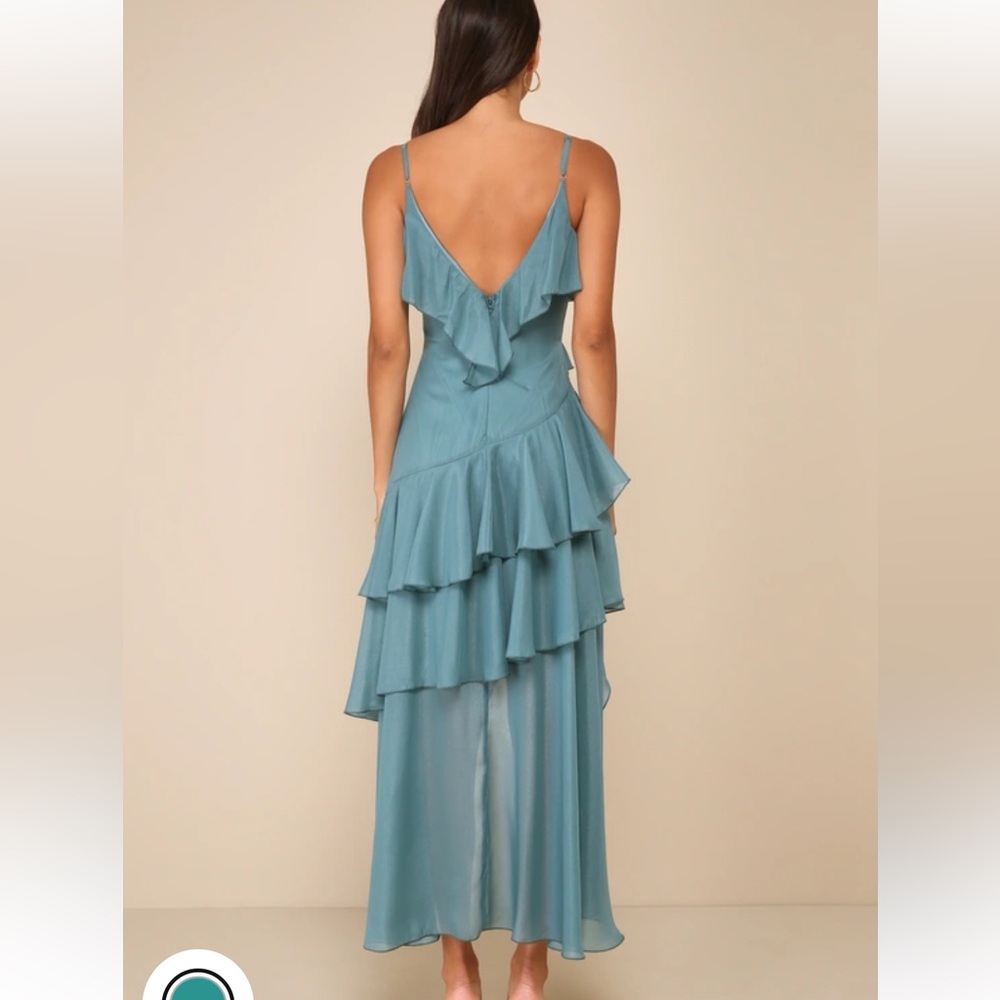 Lulus Asymmetrical Ruffled Midi Dress - Picture 8 of 8